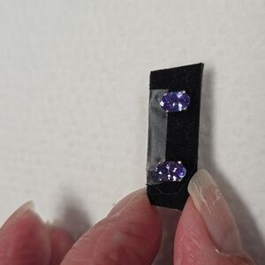 1kt Tanzanite Oval Sterling Silver Stud Earrings. 7mmx5mm